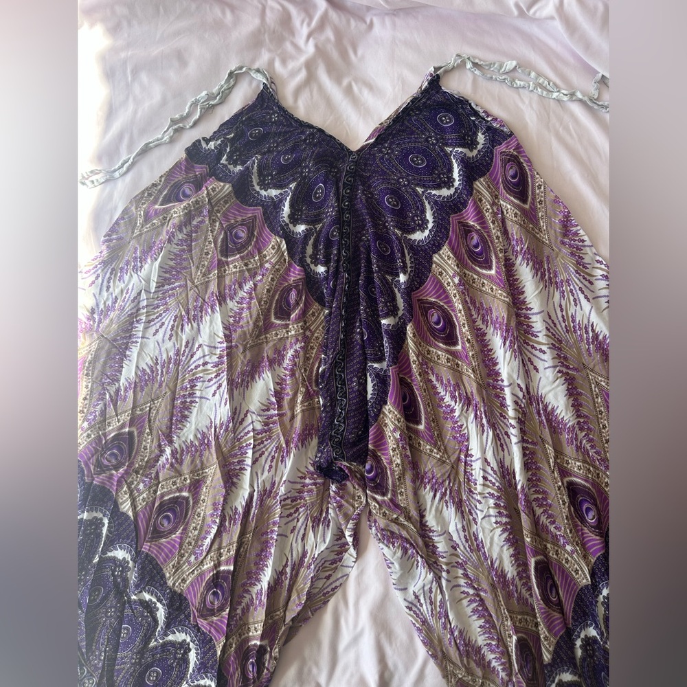 Purple Patterned Jumpsuit